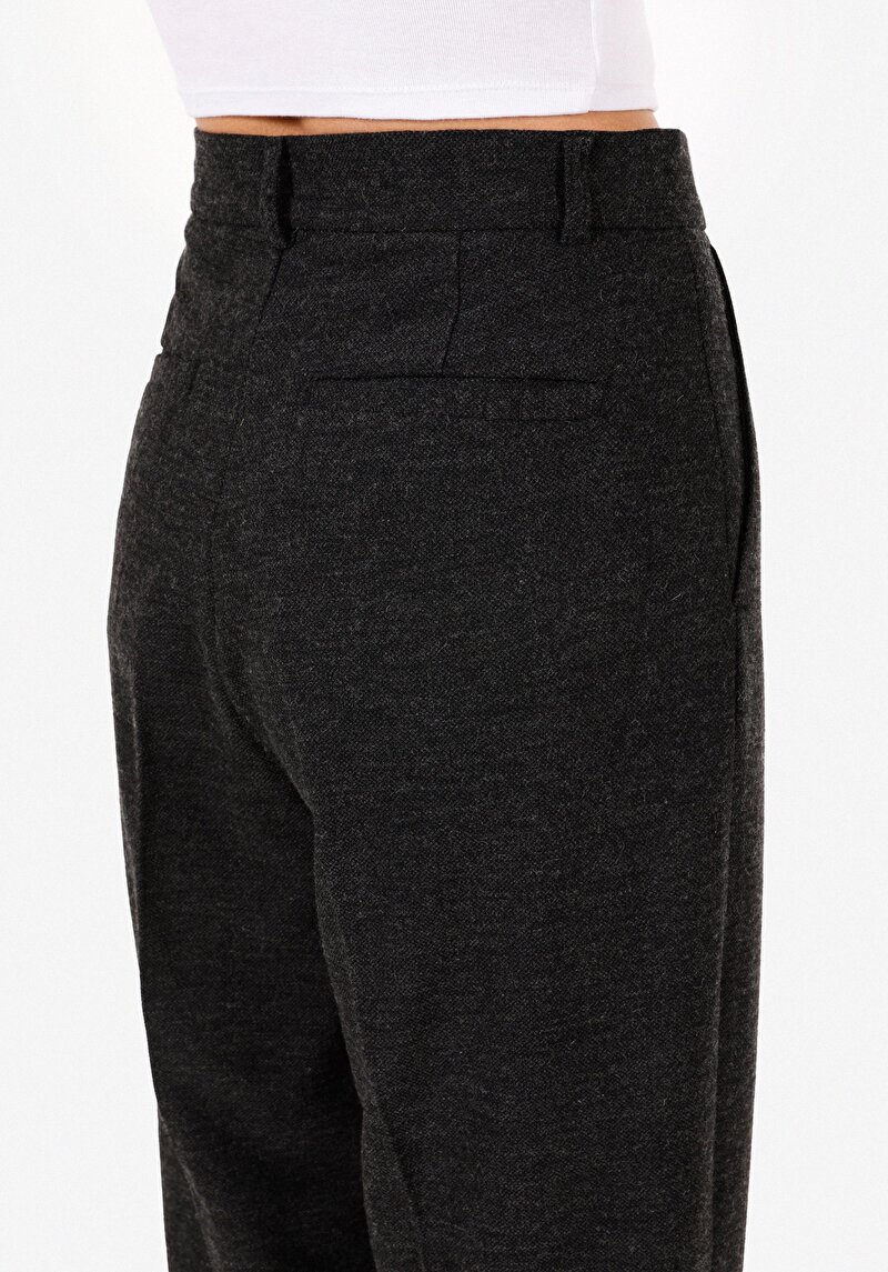 Afișați detalii pentru Regular Fit Talie Înaltă Picior Drept Pantaloni Antracit Pentru Femei