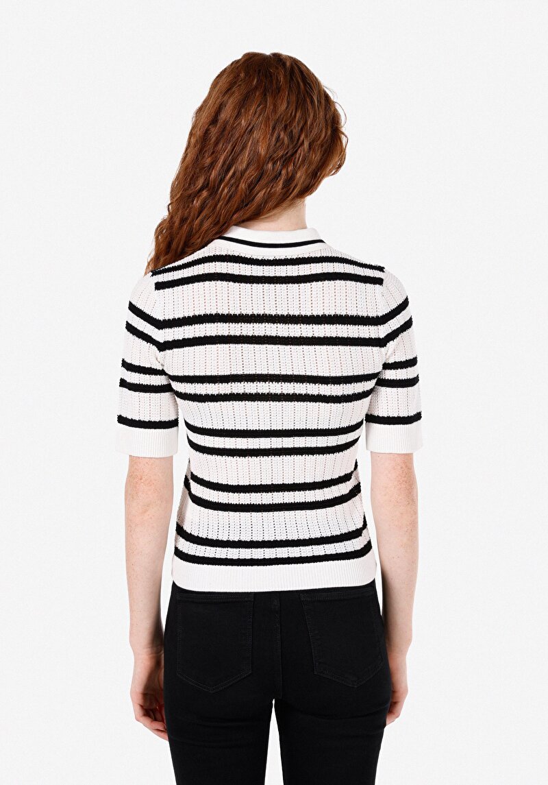 Imagine a Pulover Cu Mâneci Scurte De Dama Alb Slim Fit Cl1072528