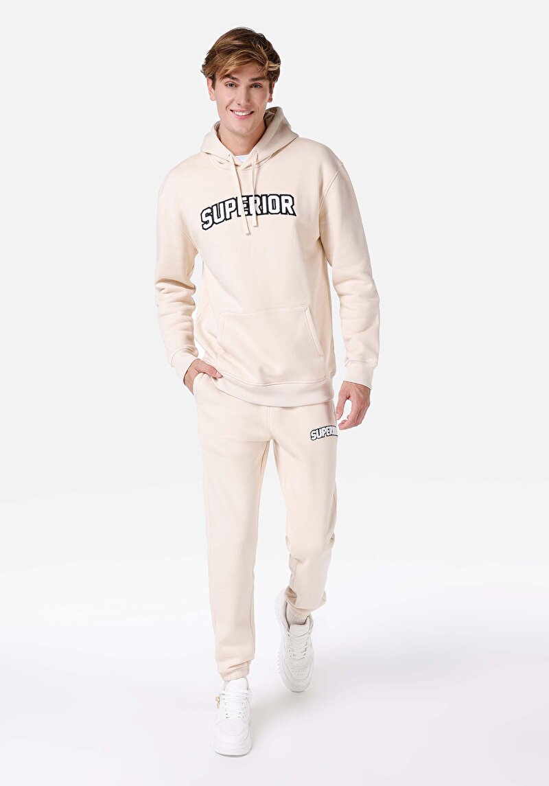 Imagine a Regular Fit Mid Waist Pantaloni De Trening Bej Pentru Bărbați