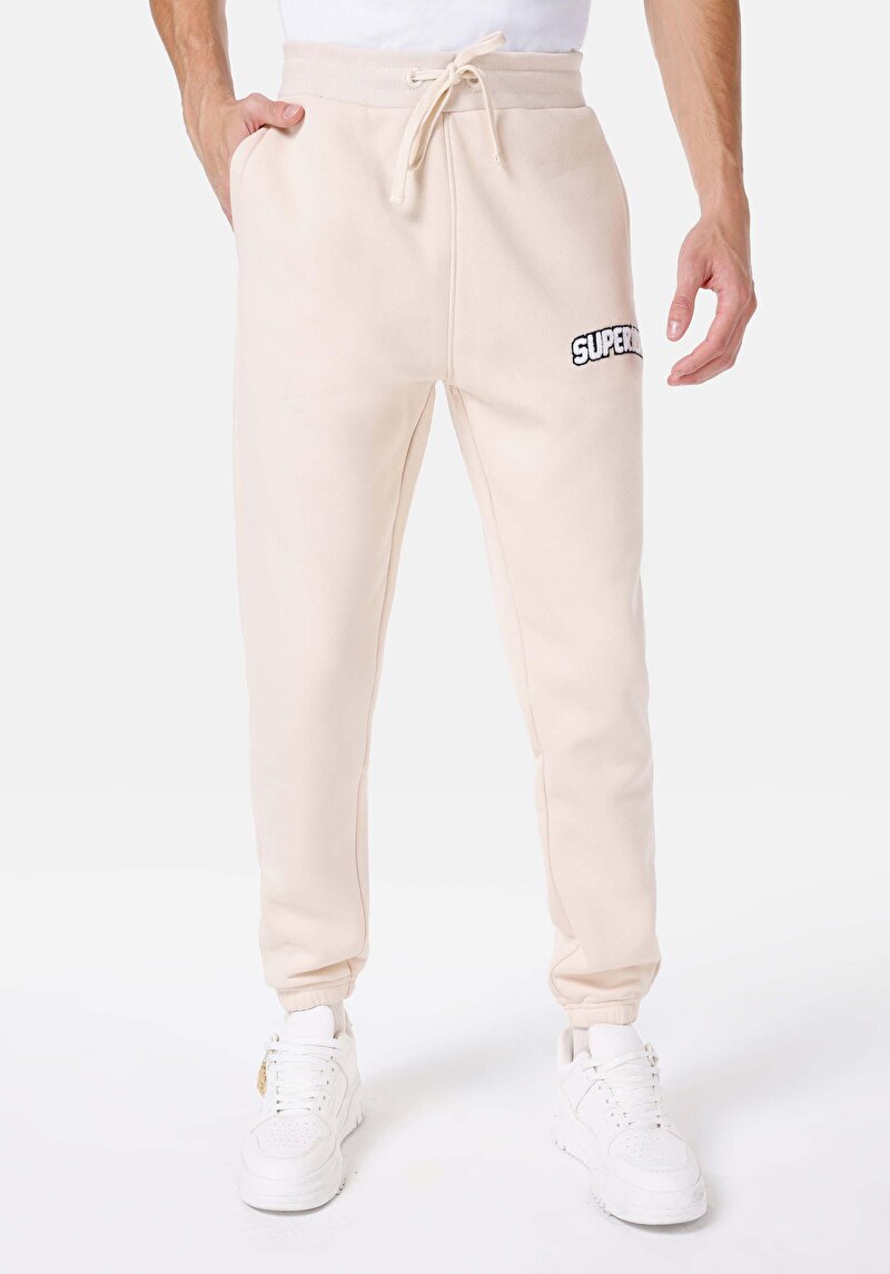 Afișați detalii pentru Regular Fit Mid Waist Pantaloni De Trening Bej Pentru Bărbați