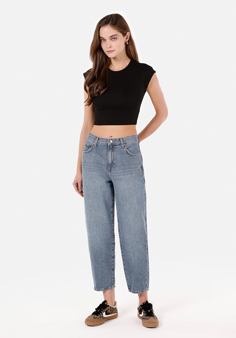 Imagine a Pantaloni De Dama Albastru Balloon Fit 850 Jenny Cl1071505