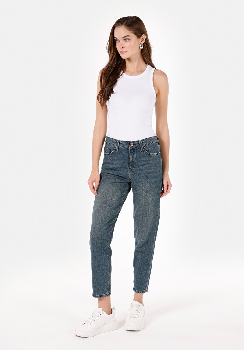 Imagine a Mom Fit Slim Leg Blugi İndigo Pentru Femei