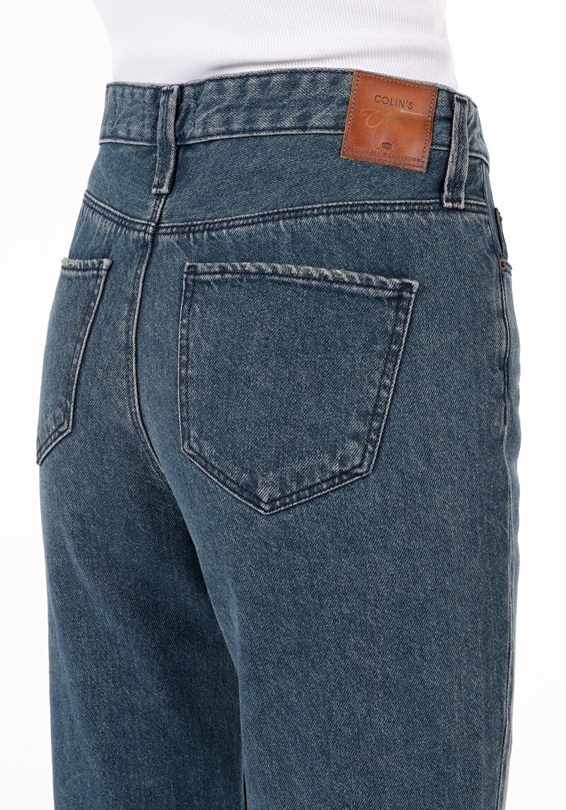 Afișați detalii pentru Mom Fit Slim Leg Blugi İndigo Pentru Femei