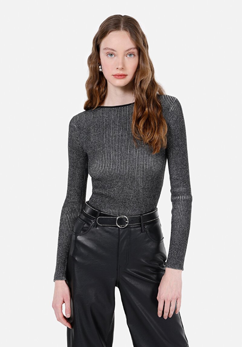 Imagine a Pulover De Dama Negru Slim Fit  Cl1072533