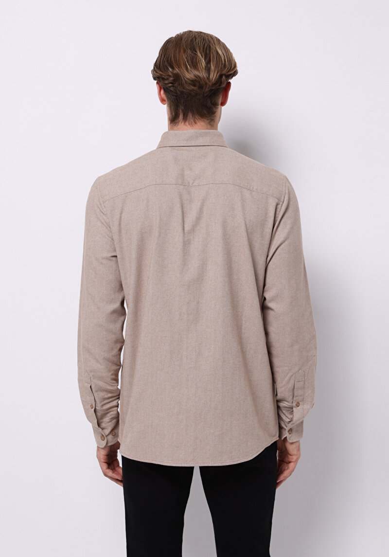 Afișați detalii pentru Cămașă Cu Decolteu Drept Cămașă Cu Mânecă Lungă Bej Pentru Bărbați