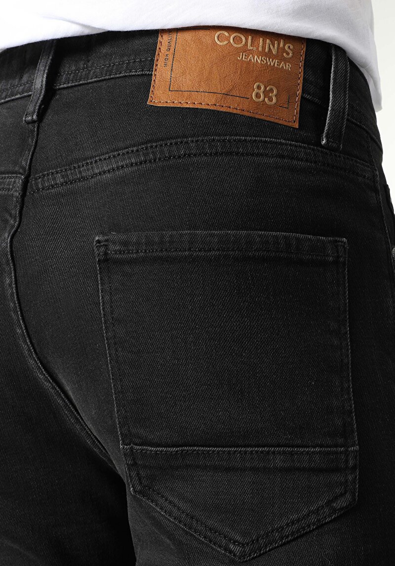 Afișați detalii pentru Skinny Fit Talie Talie Picior Îngust Blugi Negri Pentru Bărbați