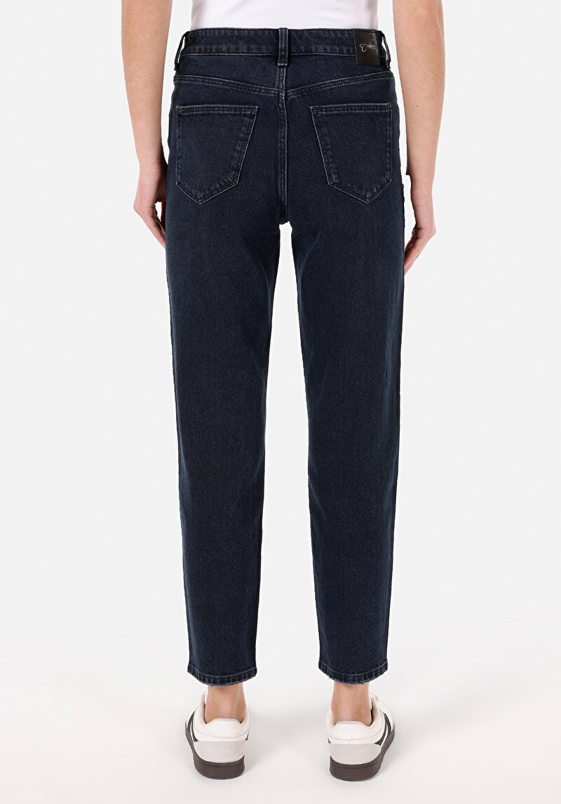 Afișați detalii pentru Mom Fit Slim Leg Blugi İndigo Închis Pentru Femei