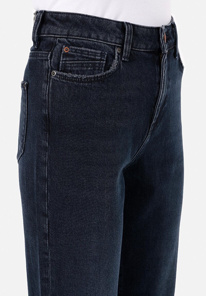 Afișați detalii pentru Mom Fit Slim Leg Blugi İndigo Închis Pentru Femei