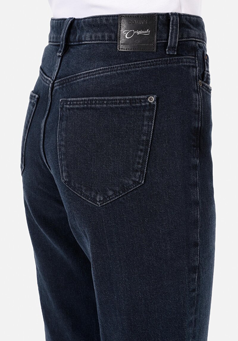 Afișați detalii pentru Mom Fit Slim Leg Blugi İndigo Închis Pentru Femei