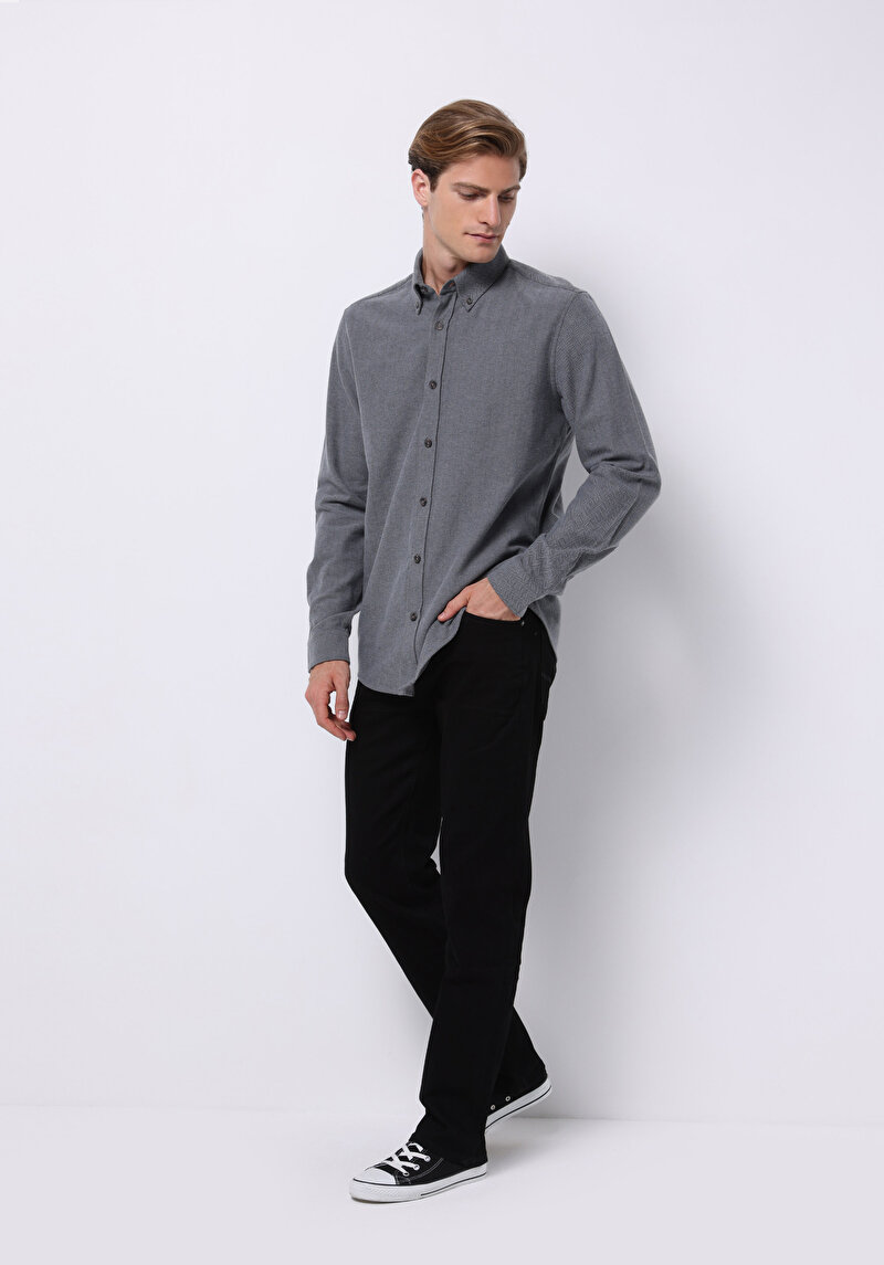 Imagine a Cămașă Regular Fit Cămașă Dreaptă Bărbați Gri Cămașă Cu Manșon Lung