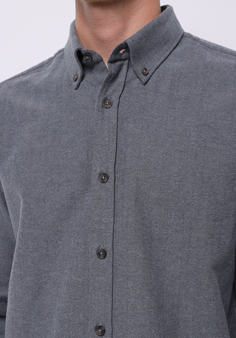 Imagine a Cămașă Regular Fit Cămașă Dreaptă Bărbați Gri Cămașă Cu Manșon Lung