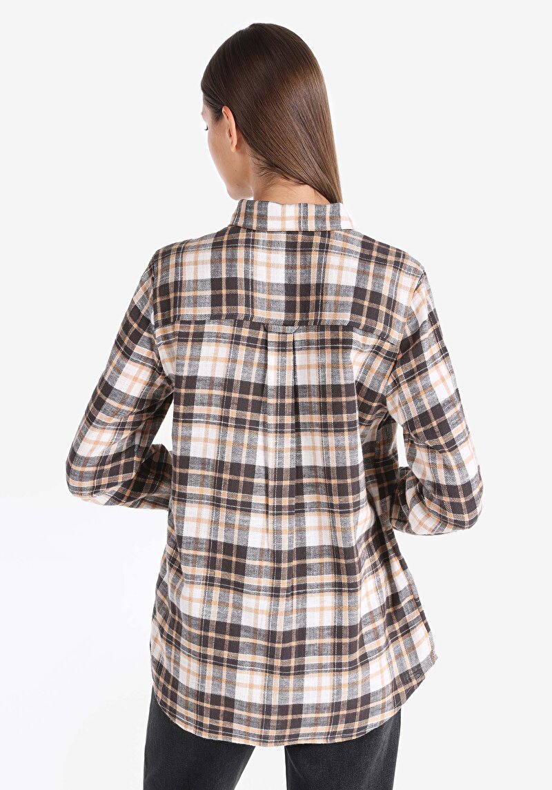 Afișați detalii pentru Cămașă Cu Gât În Carouri Pentru Femei Cămașă Cu Mânecă Lungă Multicoloră Pentru Femei