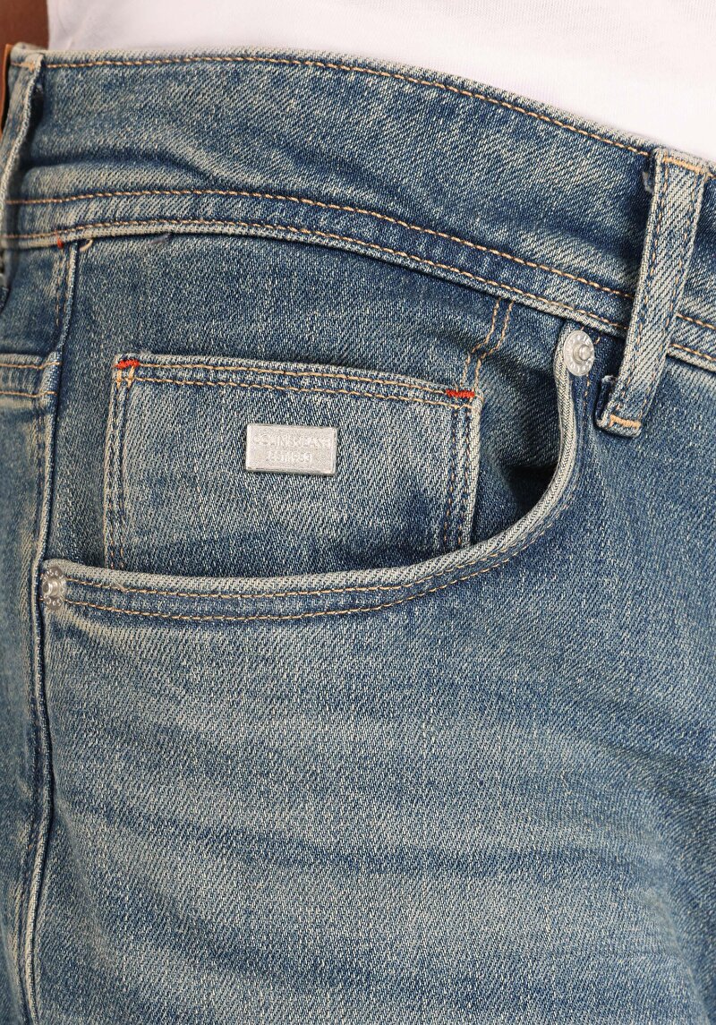 Afișați detalii pentru Regular Fit Talie Medie Picior Drept Blugi Indigo Pentru Bărbați