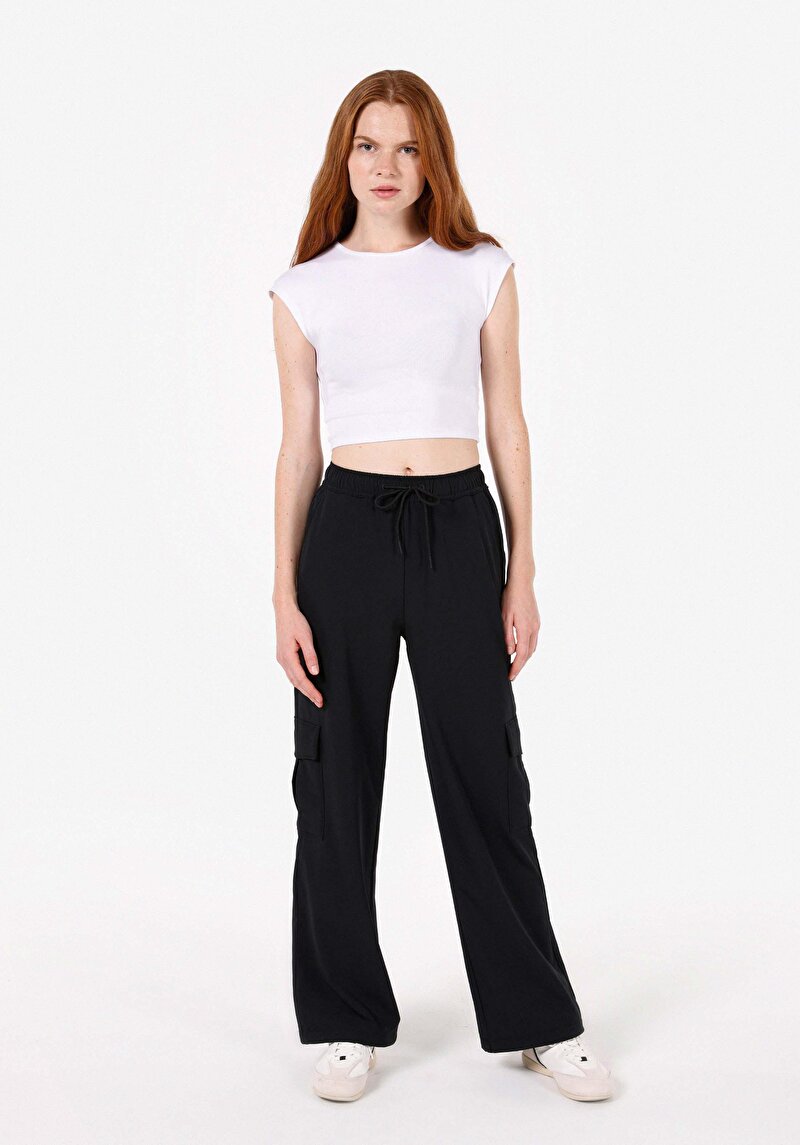 Imagine a Regular Fit Talie Joasă Pantaloni Negri Pentru Femei