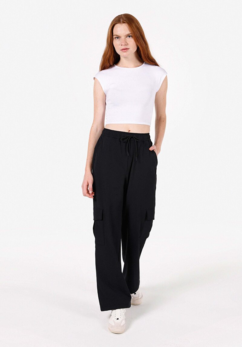 Imagine a Regular Fit Talie Joasă Pantaloni Negri Pentru Femei