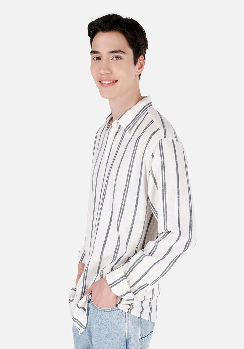 Imagine a Camasa Cu Maneca Lunga De Barbati Alb Comfort Fit Cl1068167