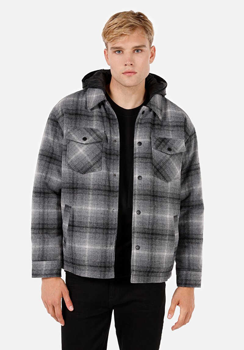 Imagine a Palton Gri Pentru Bărbați Regular Fit