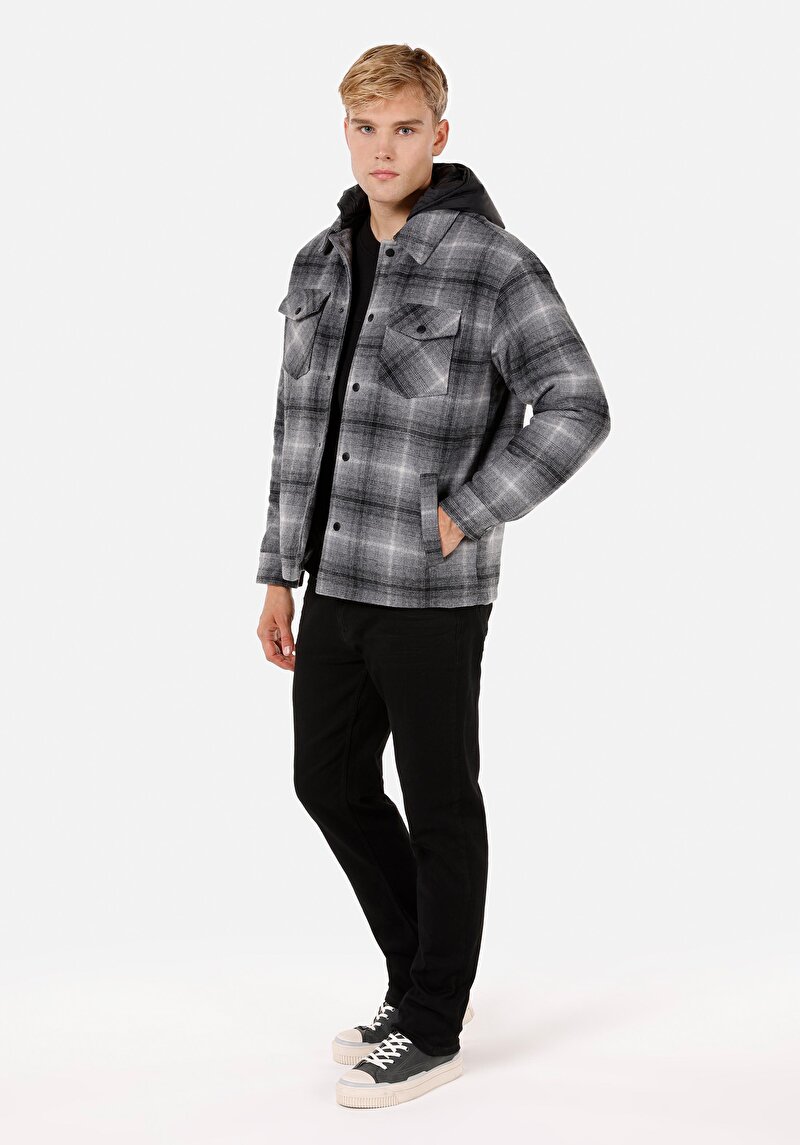 Afișați detalii pentru Palton Gri Pentru Bărbați Regular Fit