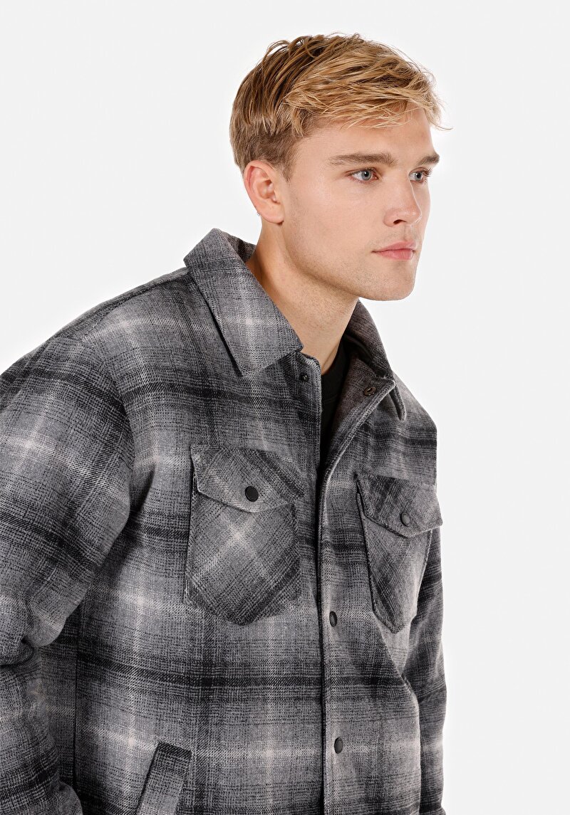 Imagine a Palton Gri Pentru Bărbați Regular Fit