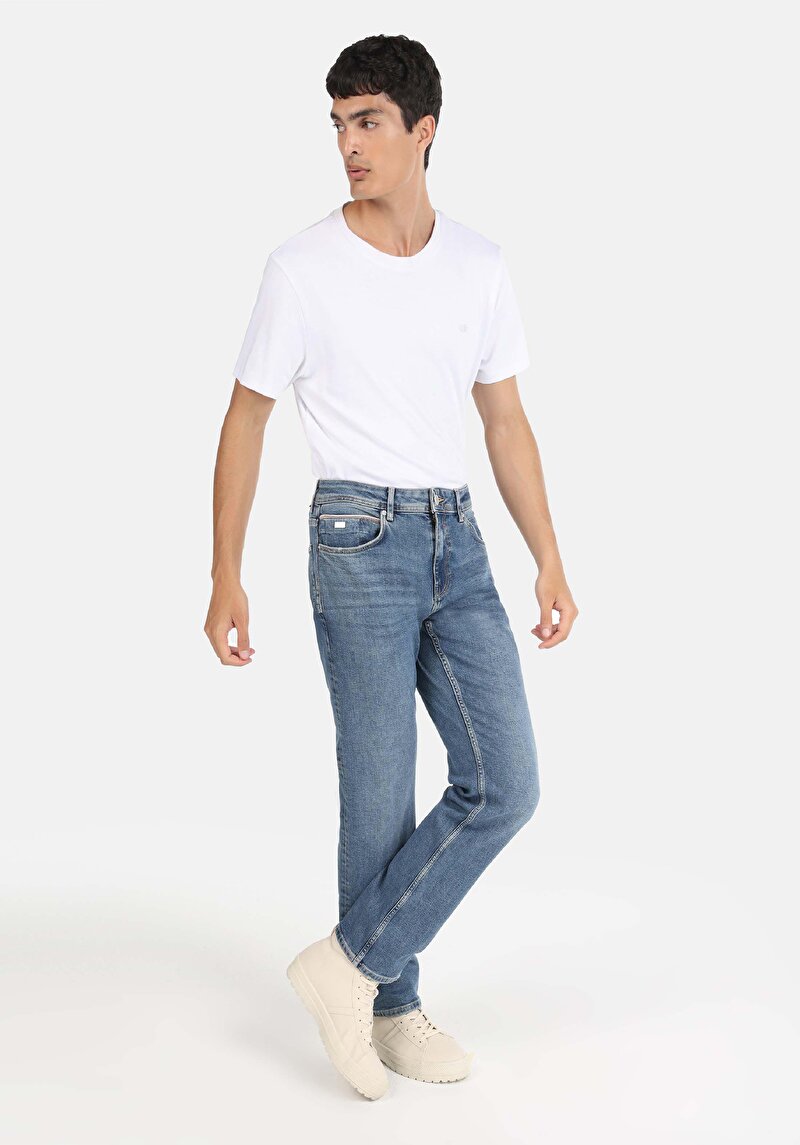 Afișați detalii pentru Pantaloni De Barbati Albastru Regular Fit 045 David Cl1065331