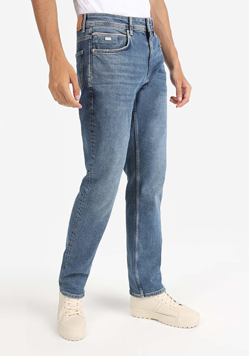 Imagine a Pantaloni De Barbati Albastru Regular Fit 045 David Cl1065331