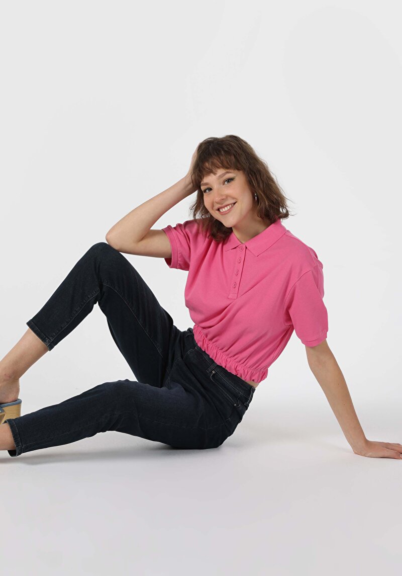 Imagine a Mom Fit Rising Waist Shrinking Leg Blugi İndigo Închis Pentru Femei