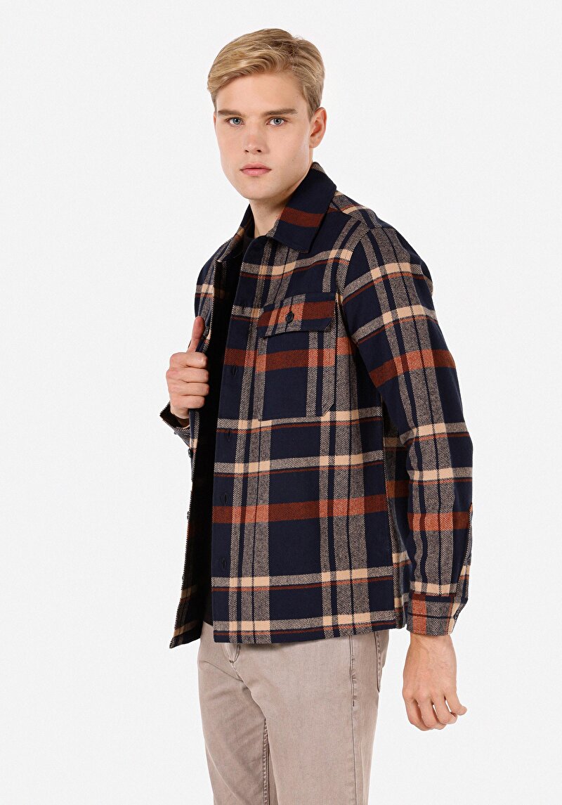 Imagine a Camasa Cu Maneca Lunga De Barbati Albastru Marin Comfort Fit  Cl1070833