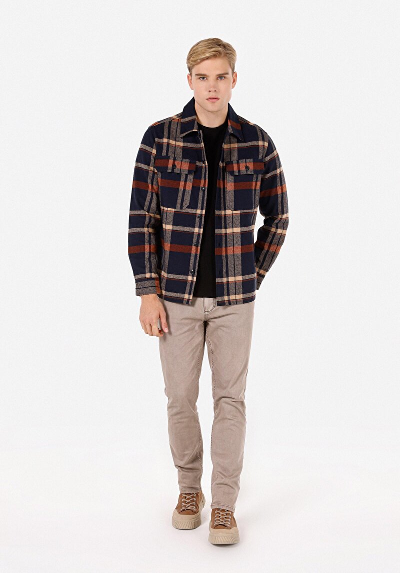 Afișați detalii pentru Camasa Cu Maneca Lunga De Barbati Albastru Marin Comfort Fit  Cl1070833