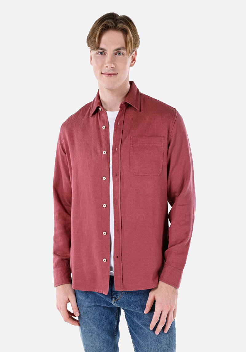 Imagine a Camasa Cu Maneca Lunga De Barbati Roz Regular Fit  Cl1066931