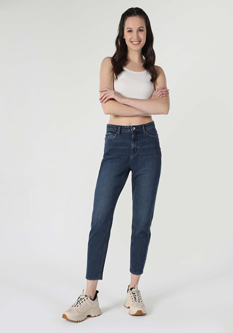 Imagine a Pantaloni De Dama Albastru Inchis Mom Fit 896 Maria Cl1062319