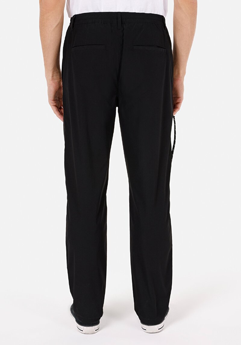 Imagine a Regular Fit Talie Medie Picior Drept Pantaloni Negri Pentru Bărbați