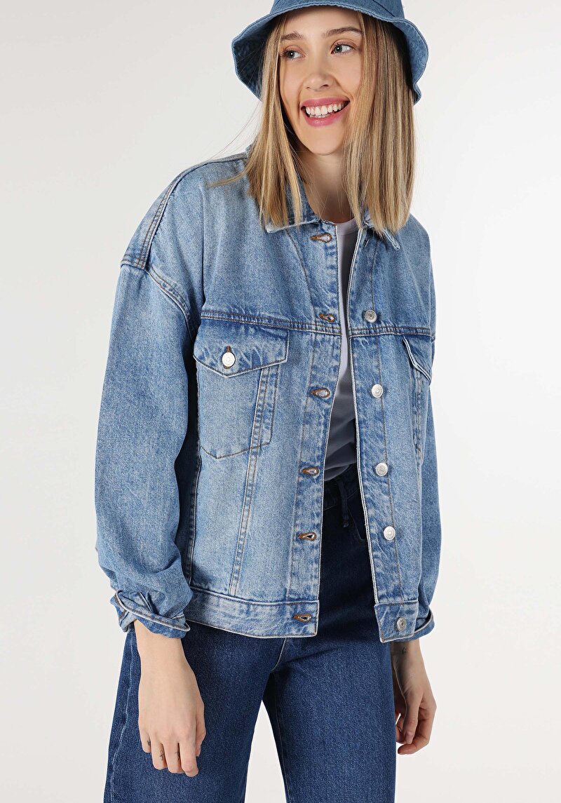 Imagine a Jacheta De Dama Albastru Oversize Fit Cl1062332