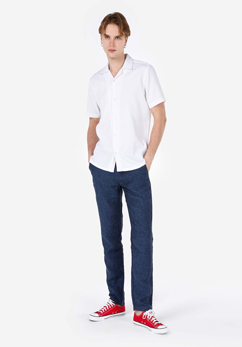 Imagine a Regular Fit Talie Medie Picior Drept Pantaloni Bleumarin Pentru Bărbați