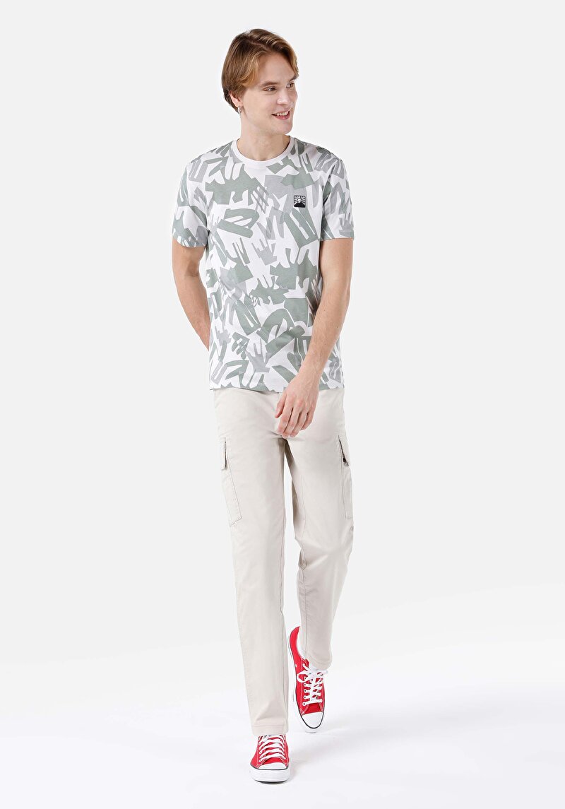 Imagine a Regular Fit Talie Medie Picior Drept Pantaloni Bej Pentru Bărbați