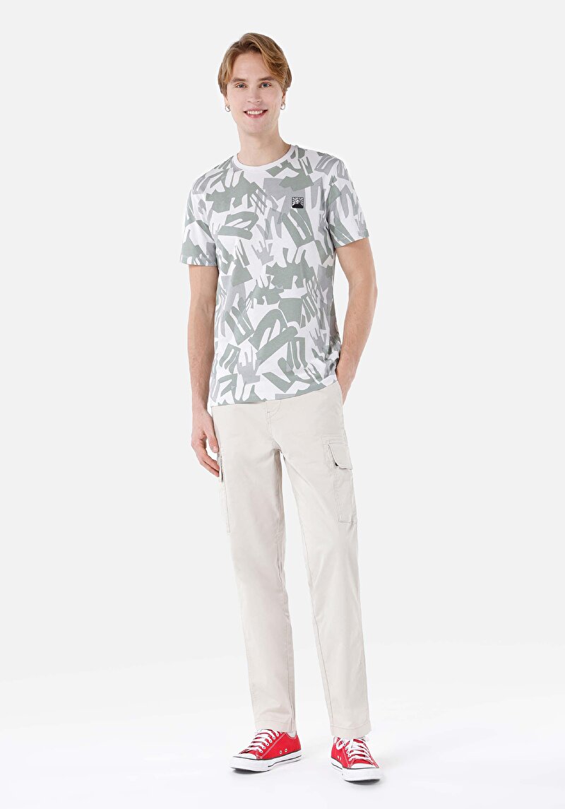 Imagine a Regular Fit Talie Medie Picior Drept Pantaloni Bej Pentru Bărbați