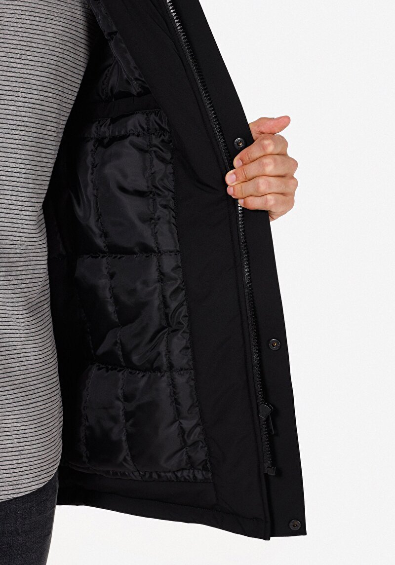 Afișați detalii pentru Palton Negru Pentru Bărbați Regular Fit