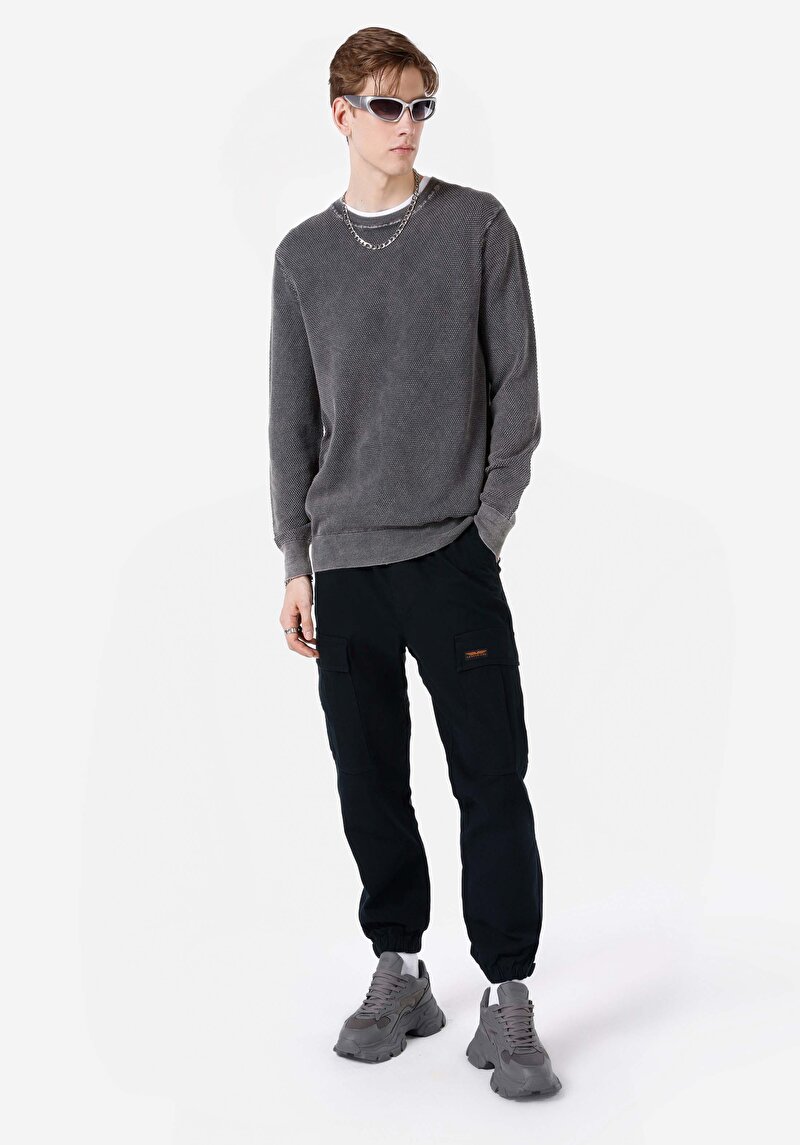 Afișați detalii pentru Pulover Regular Fit Jacquard Jacquard Pentru Bărbați Antracit