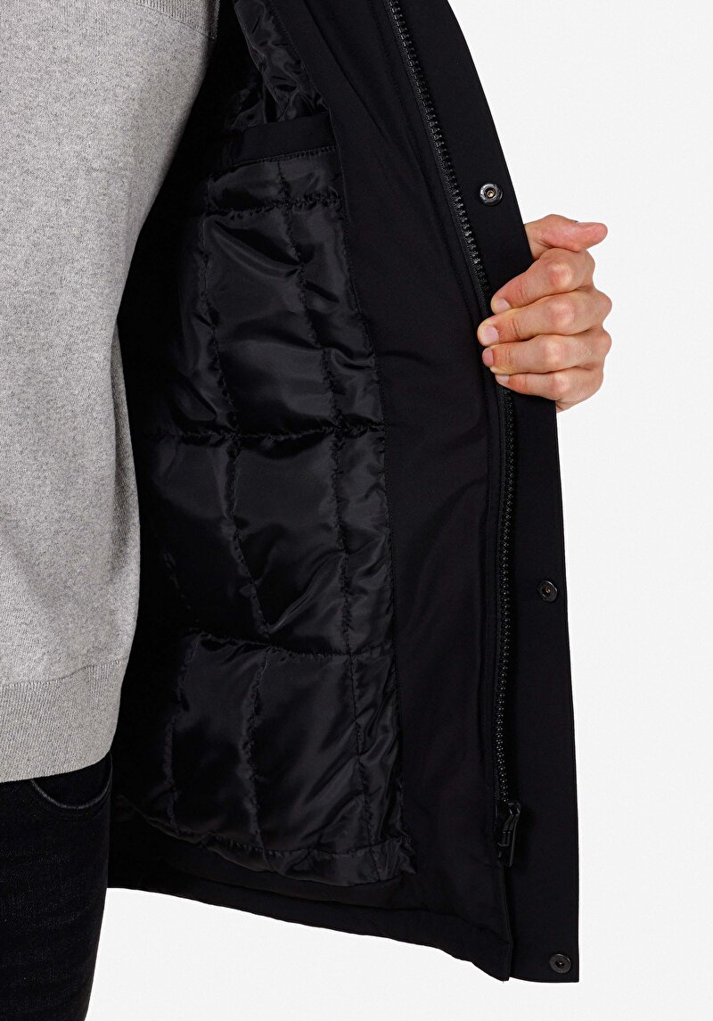 Afișați detalii pentru Palton Negru Pentru Bărbați Regular Fit