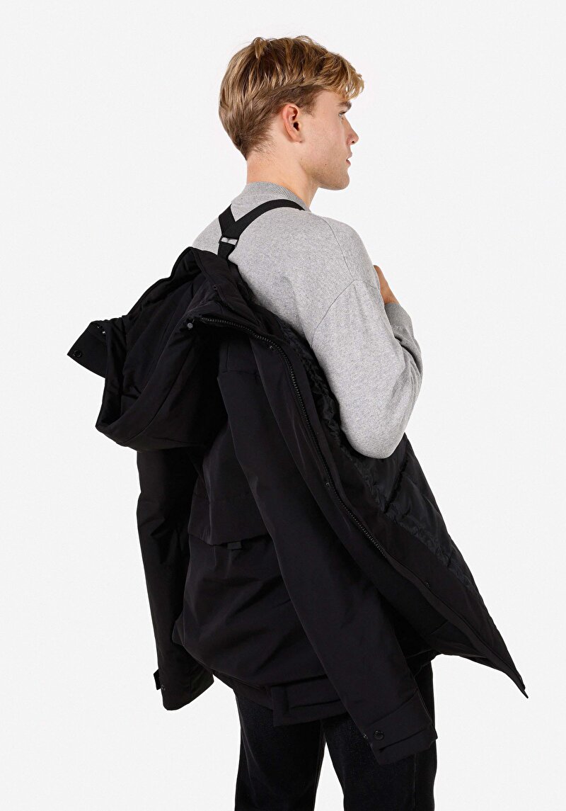 Afișați detalii pentru Palton Negru Pentru Bărbați Regular Fit