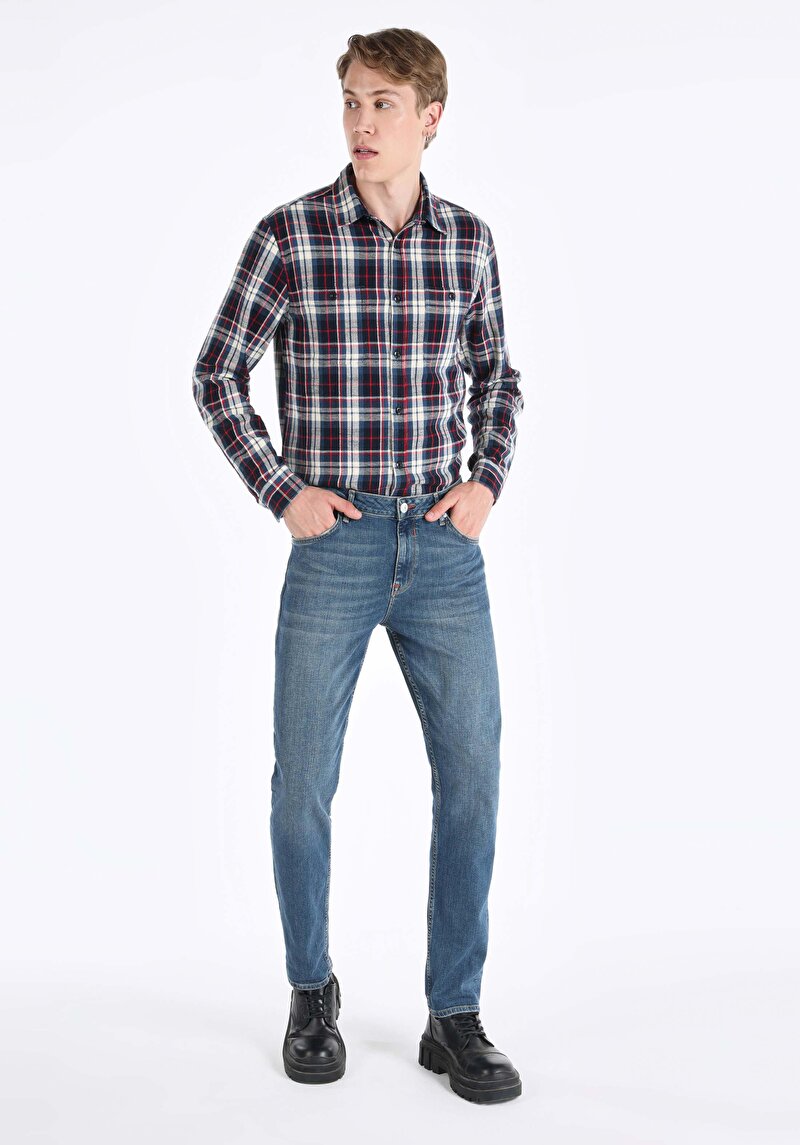 Imagine a Pantaloni De Barbati Albastru Regular Fit 067 Jack Cl1065353