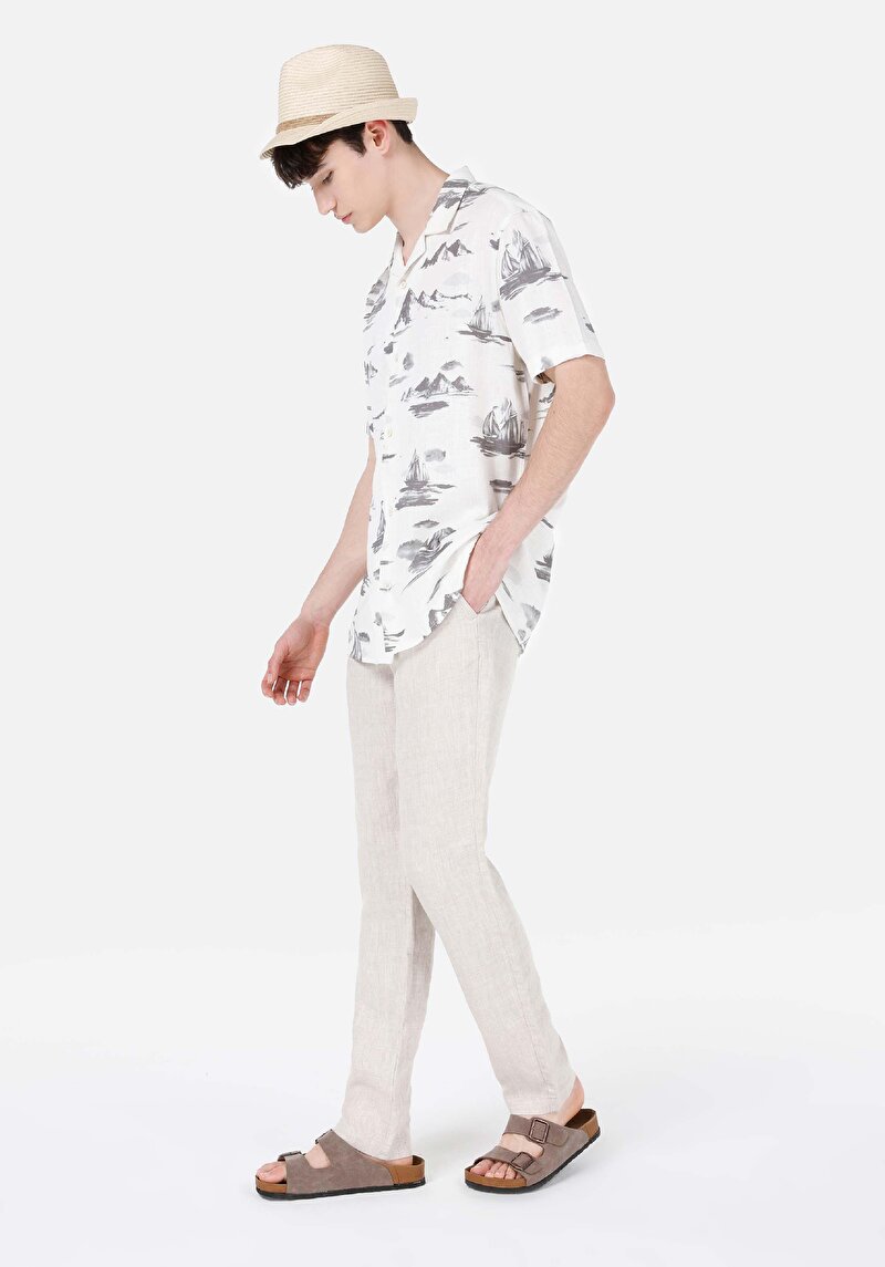 Afișați detalii pentru Regular Fit Mid Waist Straight Leg Pantaloni De Piatră Pentru Bărbați