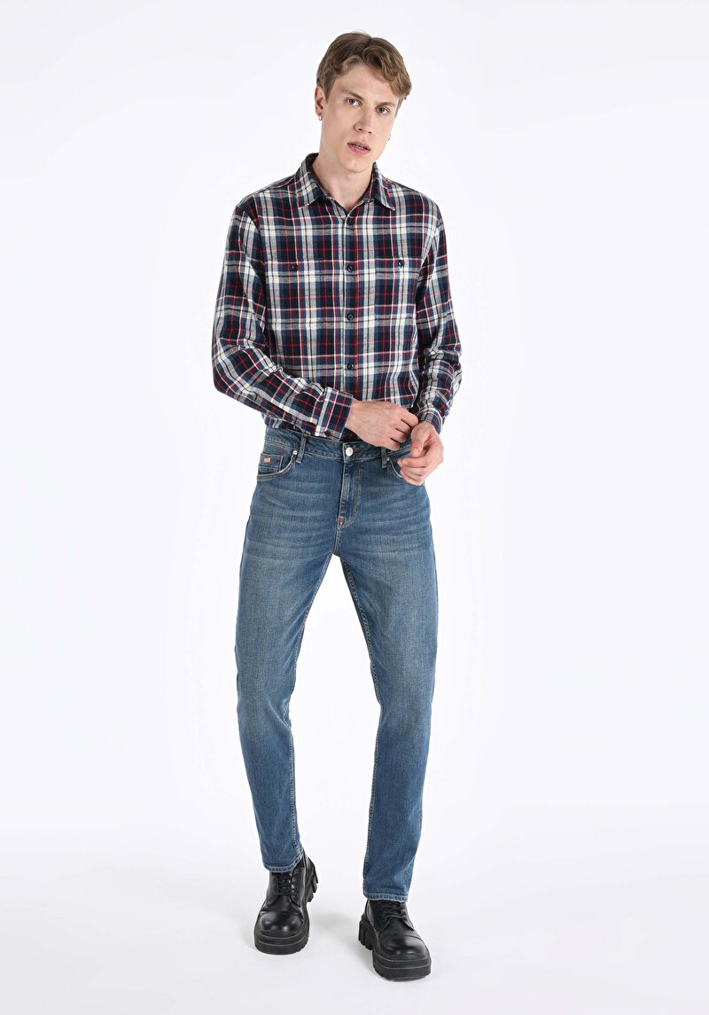 Afișați detalii pentru Pantaloni De Barbati Albastru Regular Fit 067 Jack Cl1065353