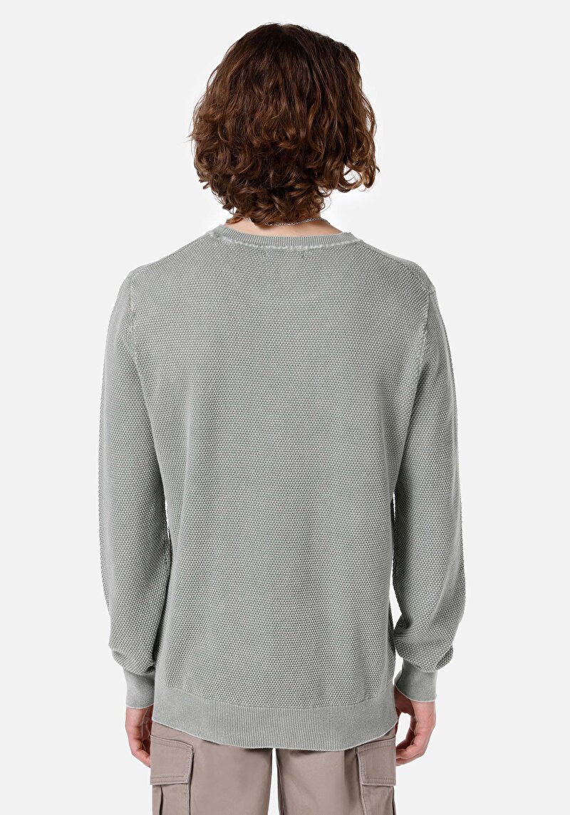 Afișați detalii pentru Pulover Verde Pentru Bărbați Regular Fit Round Neck Jacquard