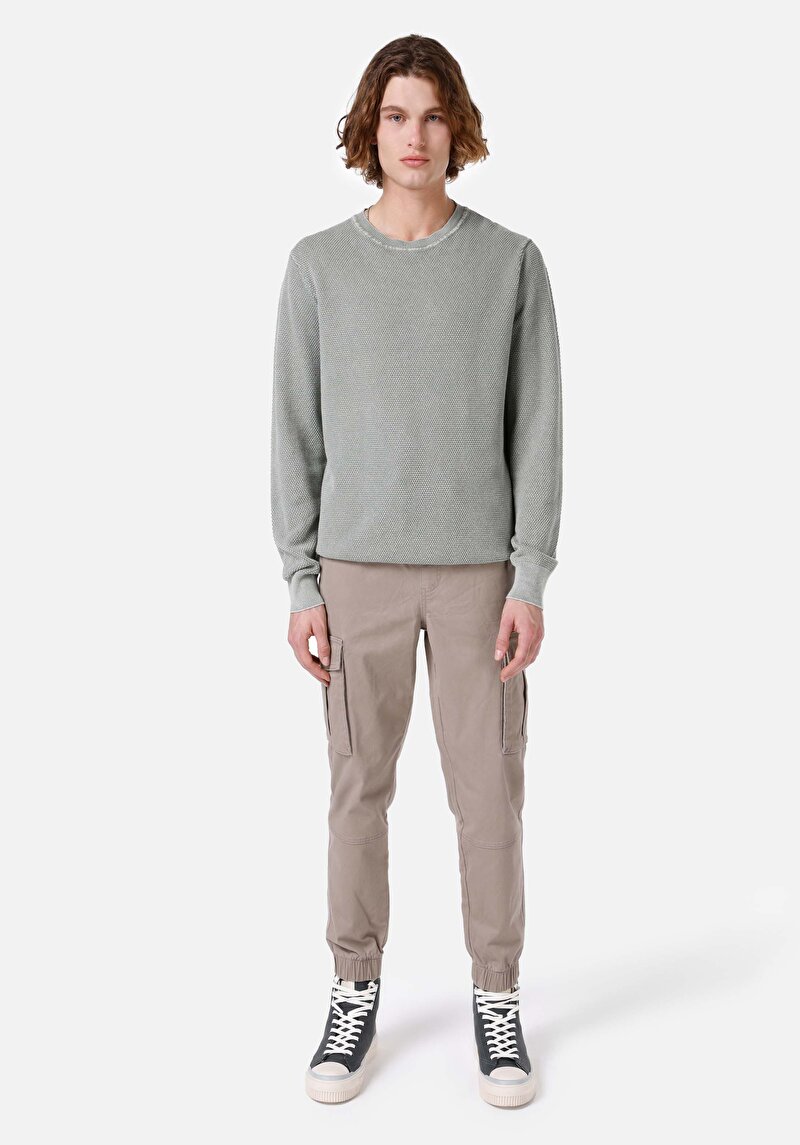 Afișați detalii pentru Pulover Verde Pentru Bărbați Regular Fit Round Neck Jacquard