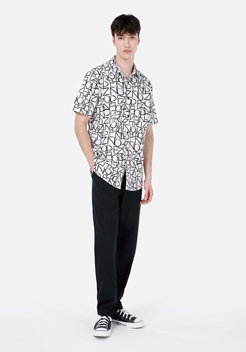 Imagine a Regular Fit Talie Medie Picior Drept Pantaloni Negri Pentru Bărbați