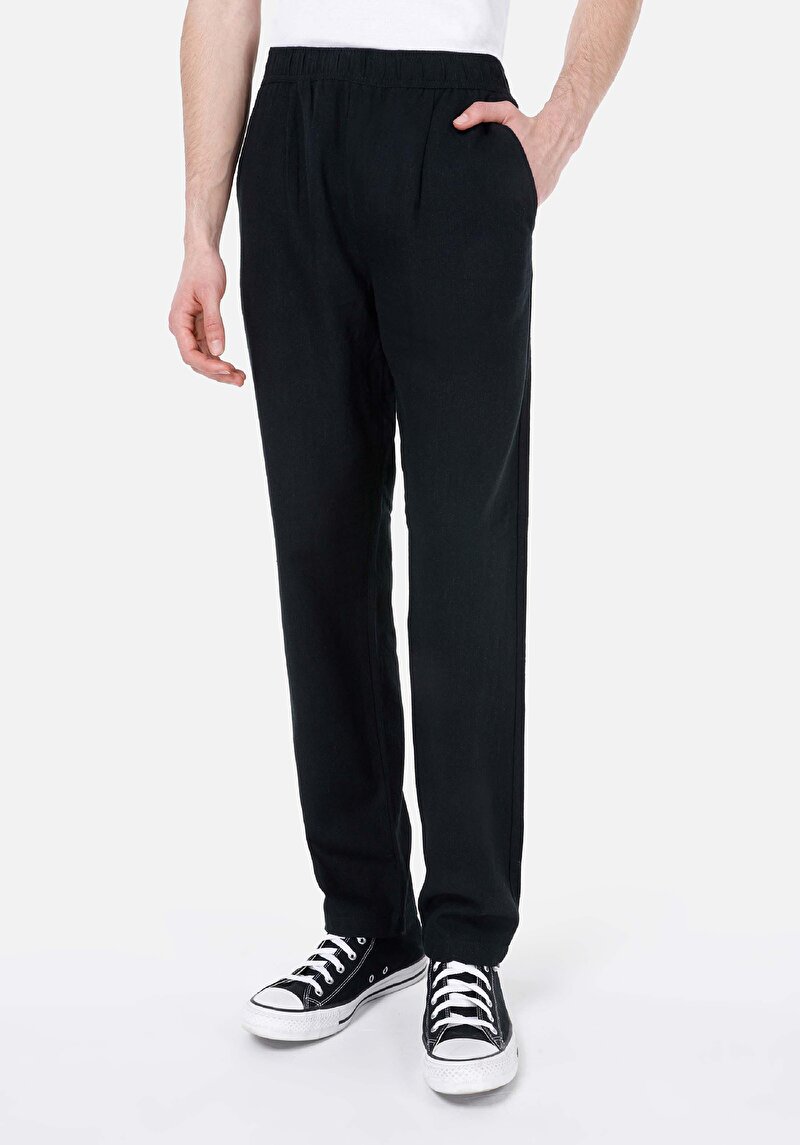 Imagine a Regular Fit Talie Medie Picior Drept Pantaloni Negri Pentru Bărbați