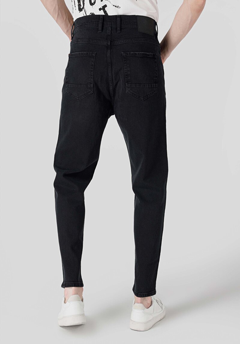 Afișați detalii pentru Loose Tapered Fit Super High Waist Shrink Leg Blugi Gri Pentru Bărbați