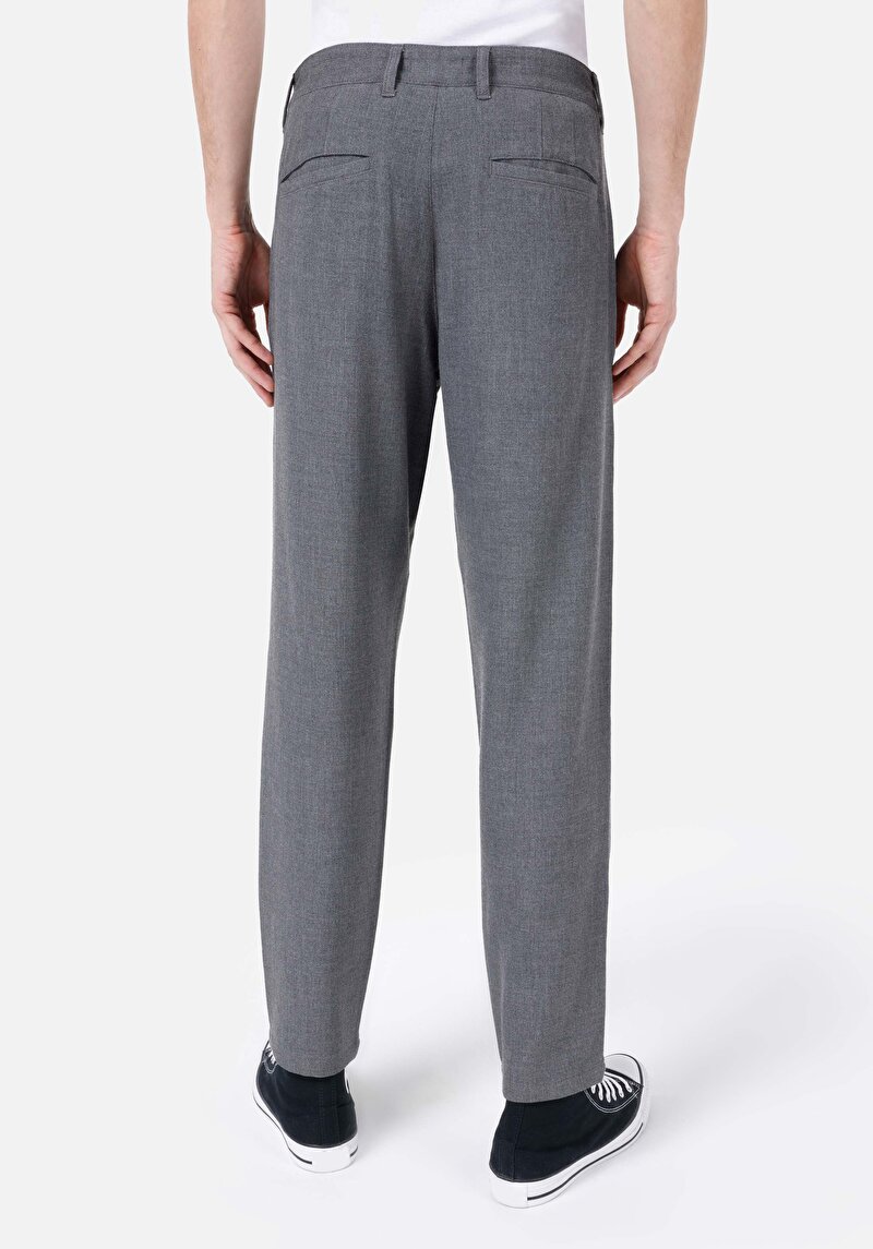 Afișați detalii pentru Pantaloni Gri Pentru Bărbați Carrot Fit Mid Waist Straight Leg