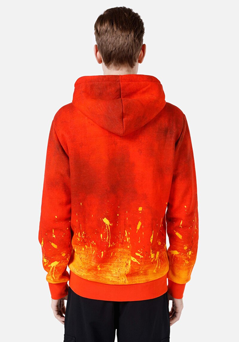 Imagine a Hanorac Portocaliu Pentru Bărbați Regular Fit