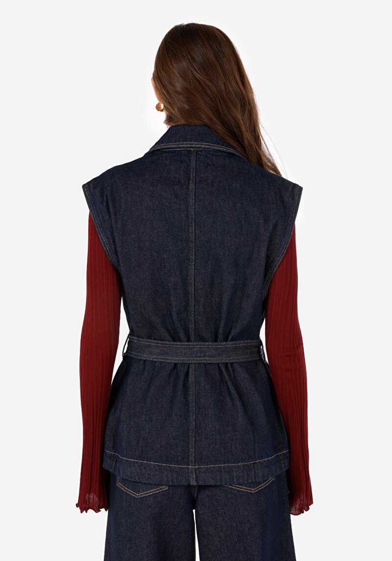 Afișați detalii pentru Vestă Albastră Pentru Femei Regular Fit